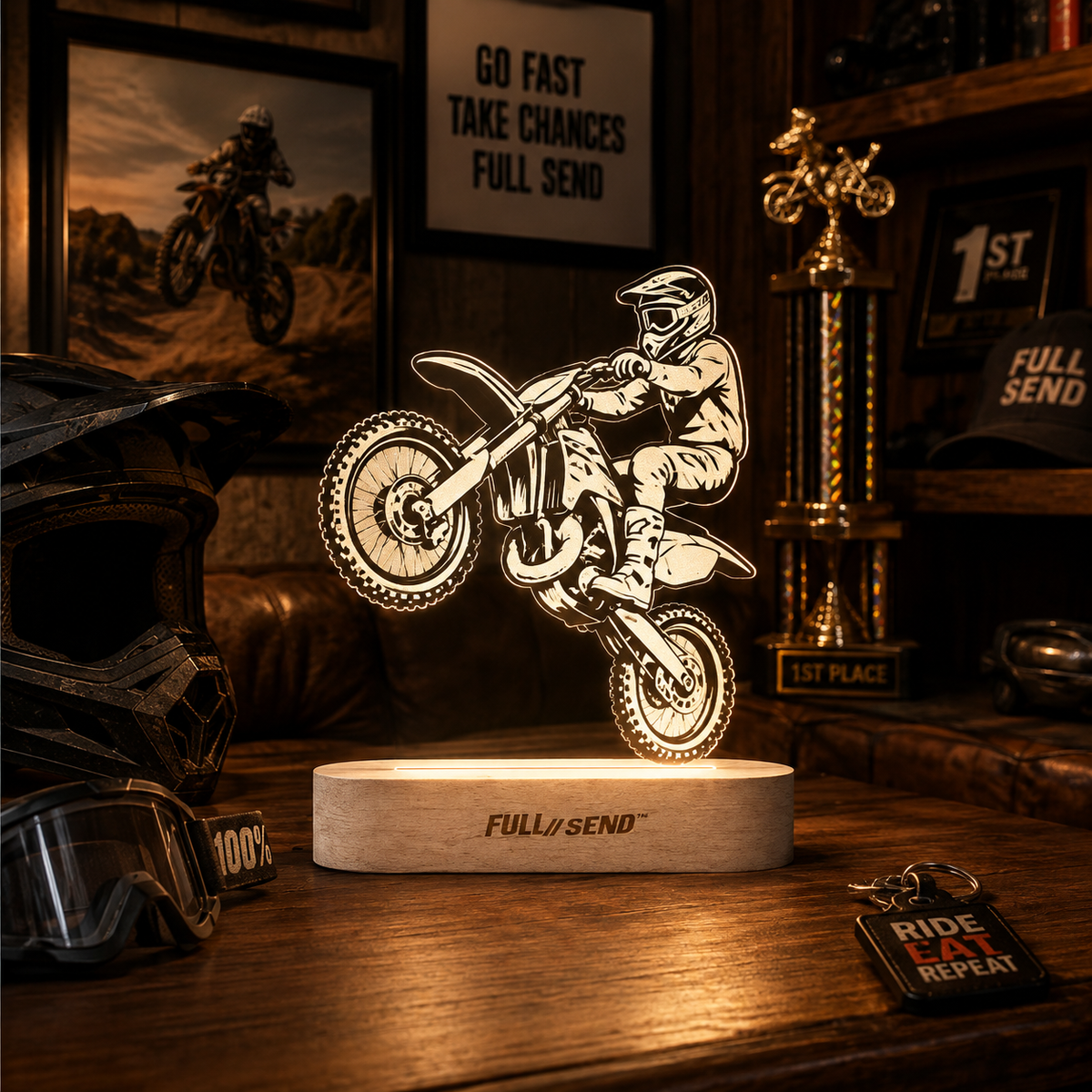 Custom Engraved Motorcycle Night Light — Personalized Acrylic Shape LED Lamp