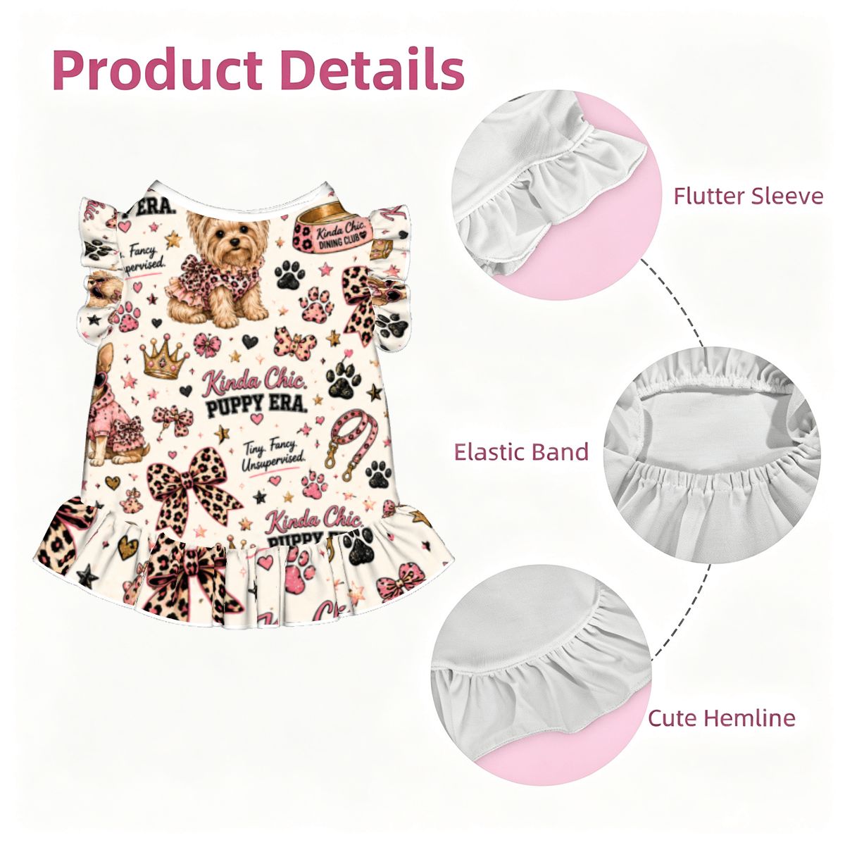 Kinda Chic Puppy Era Ruffle Dog Dress | Boutique Pet Dress