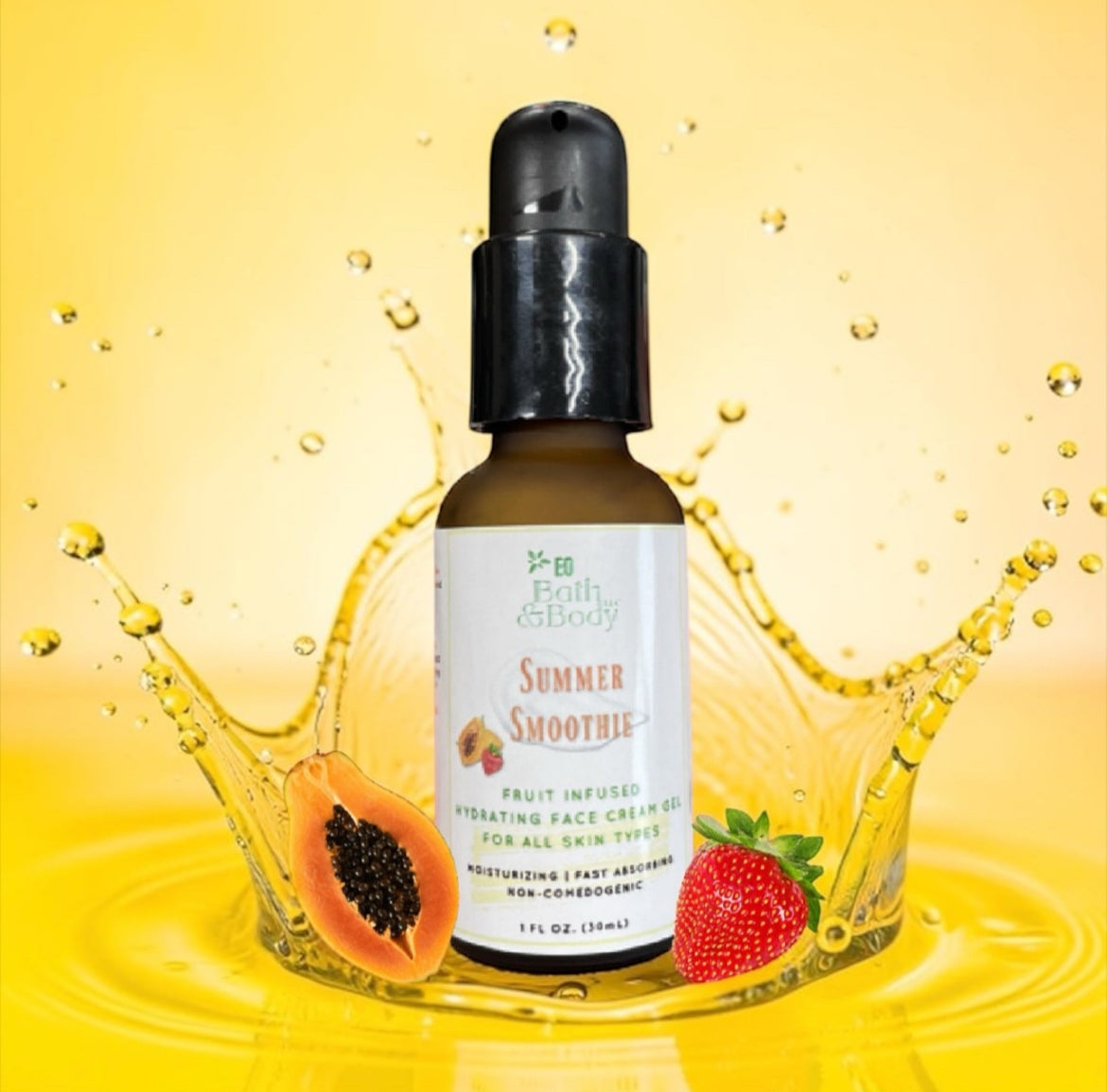 Summer Smoothie Hydrating Gel Cream - Lightweight Daily Face Moisturizer for All Skin Types | Fruit Essence Infused + Moringa | Non-Greasy Glow | Net Wt. 1 fl oz