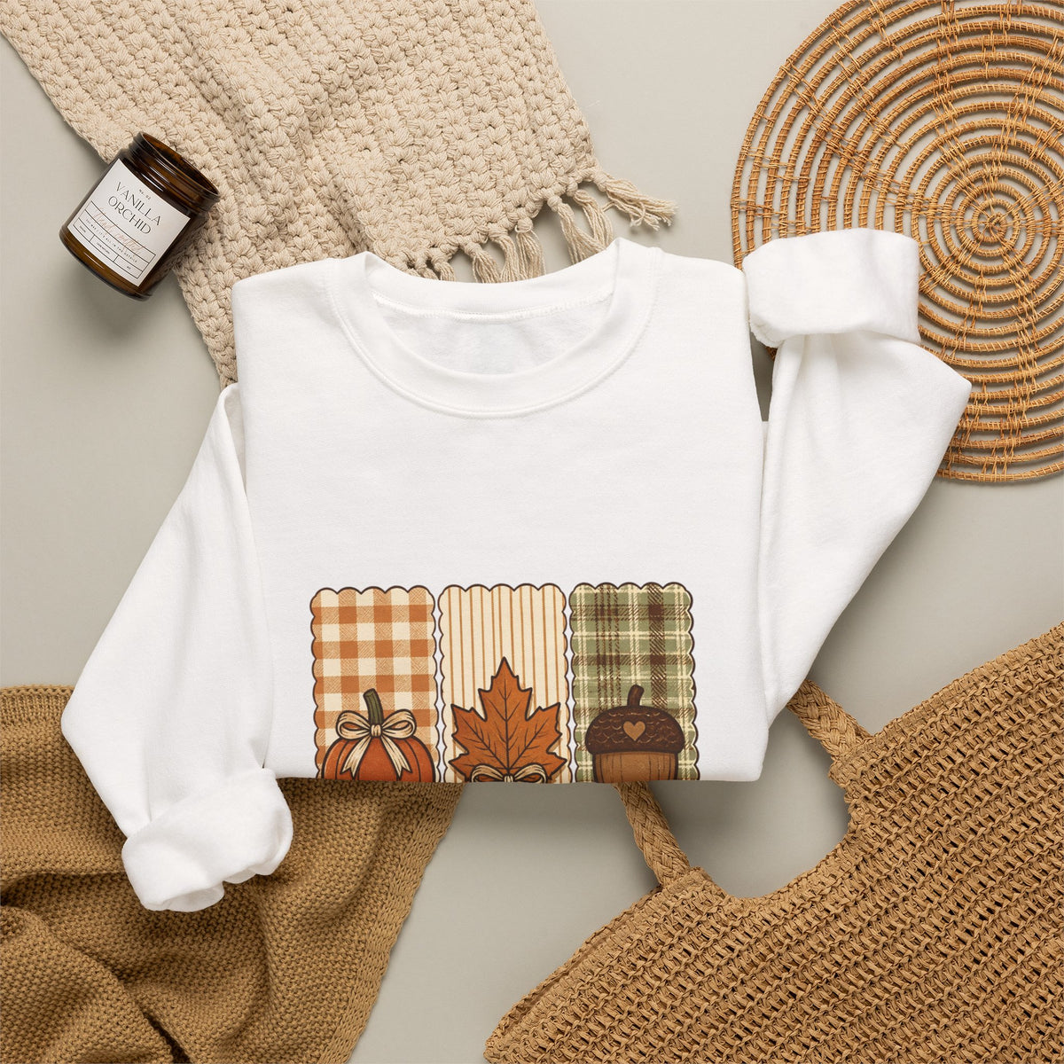 Fall Looks Good On You Sweatshirt | Thanksgiving, Pumpkin, Leaf, Acorn Plaid