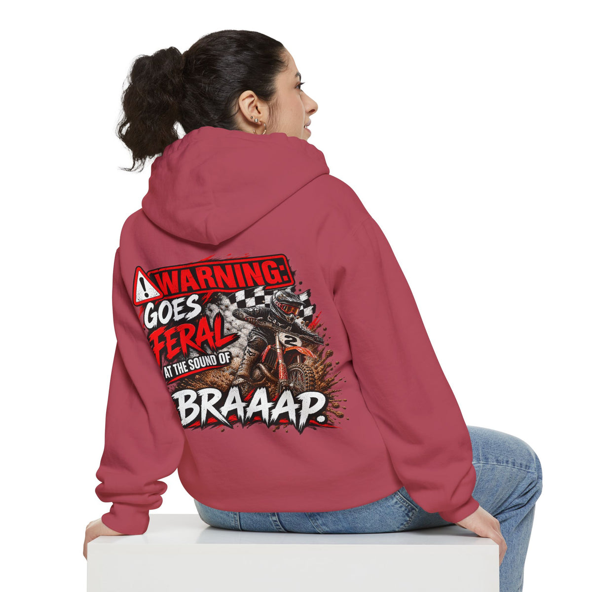 Warning Goes Feral at the Sound of BRAAAP Motocross Hoodie | Dirt Bike Hoodie | Trackside Legends