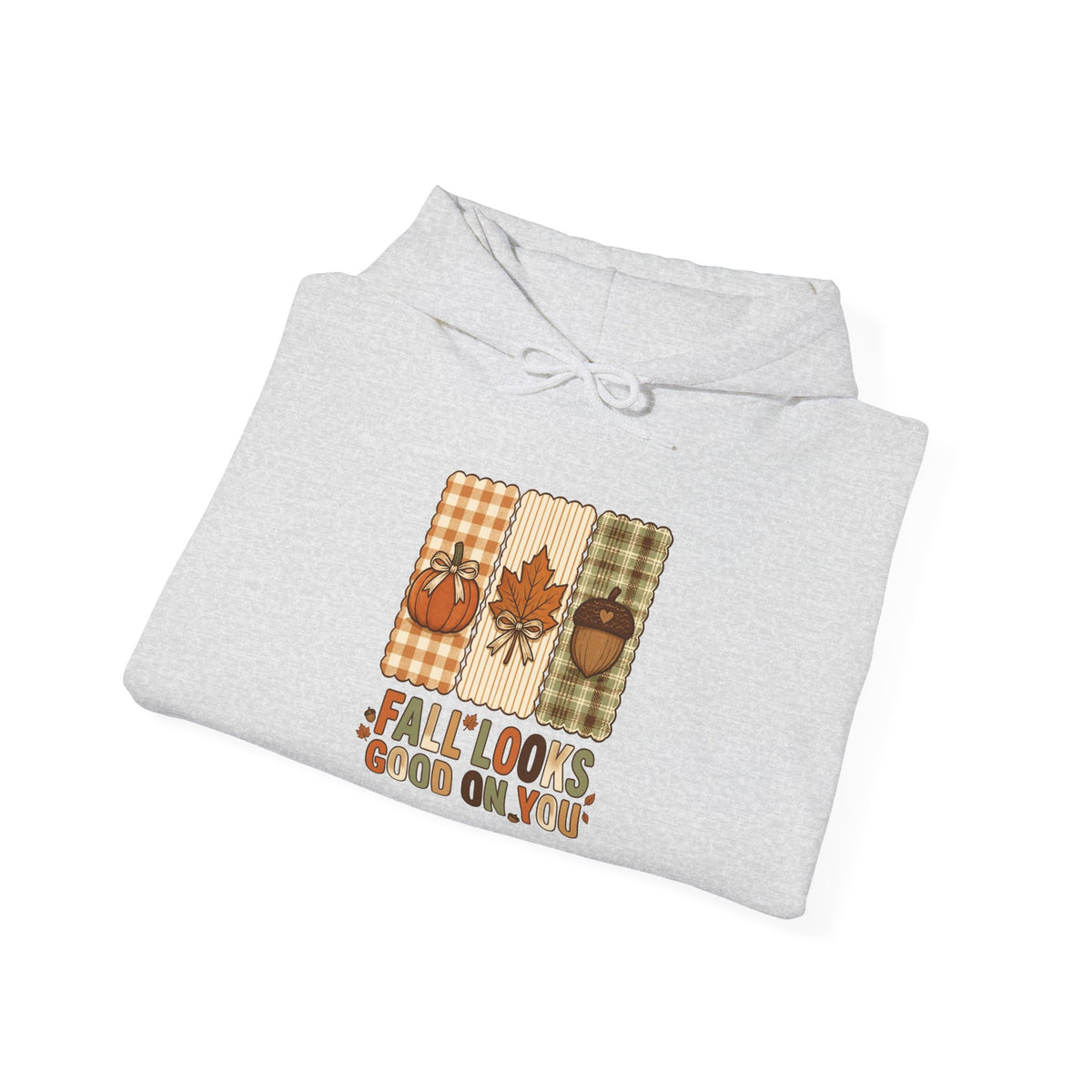 Fall Looks Good on You Hoodie | Cozy Autumn Pumpkin Thanksgiving Harvest Sweatshirt | Retro Plaid Fall Hoodie | Cute Fall Gift | Choose Your Color