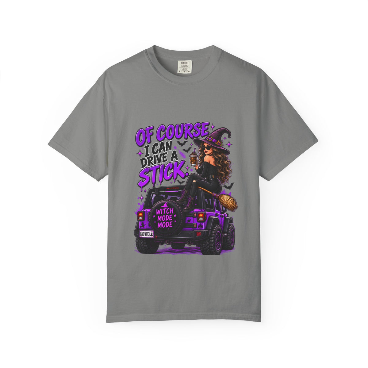 Witch Driving 4x4 Stick T-Shirt | Of Course I Can Drive A Stick Halloween Tee | Comfort Colors