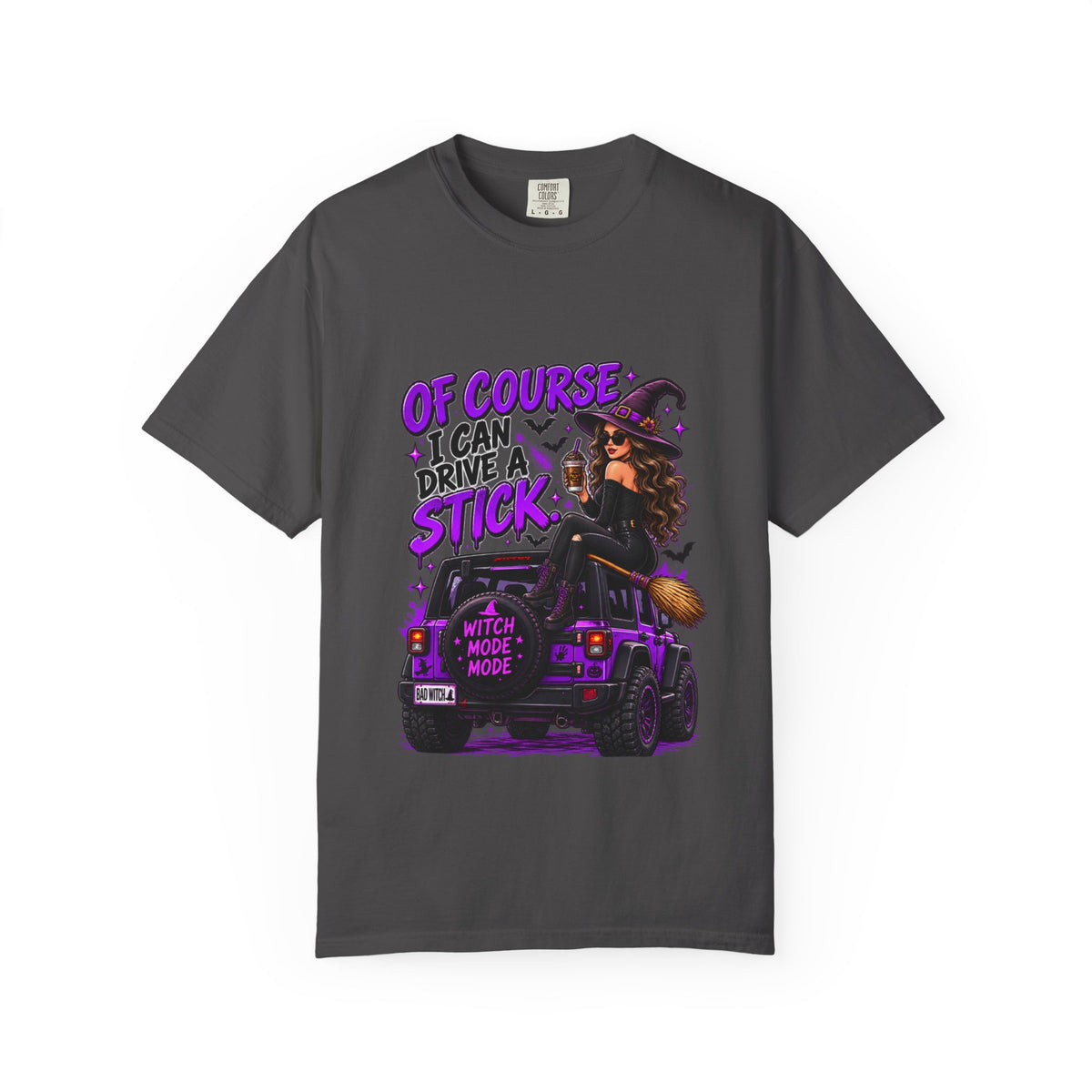 Witch Driving 4x4 Stick T-Shirt | Of Course I Can Drive A Stick Halloween Tee | Comfort Colors