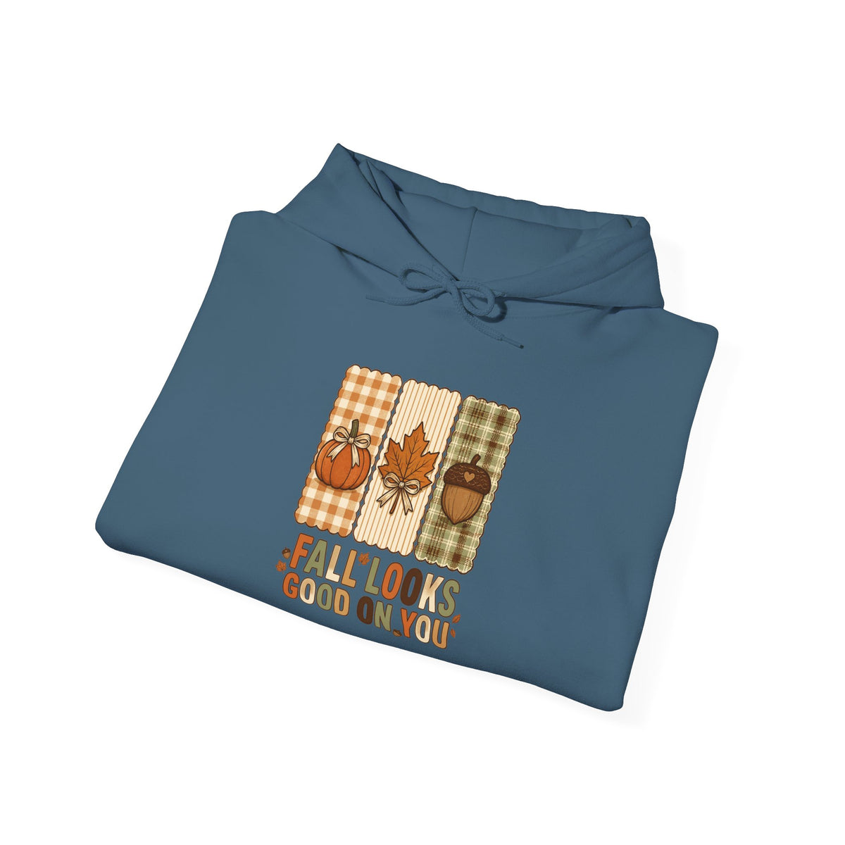 Fall Looks Good on You Hoodie | Cozy Autumn Pumpkin Thanksgiving Harvest Sweatshirt | Retro Plaid Fall Hoodie | Cute Fall Gift | Choose Your Color