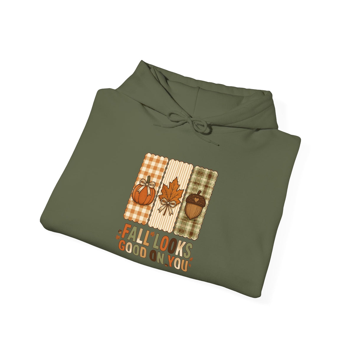 Fall Looks Good on You Hoodie | Cozy Autumn Pumpkin Thanksgiving Harvest Sweatshirt | Retro Plaid Fall Hoodie | Cute Fall Gift | Choose Your Color