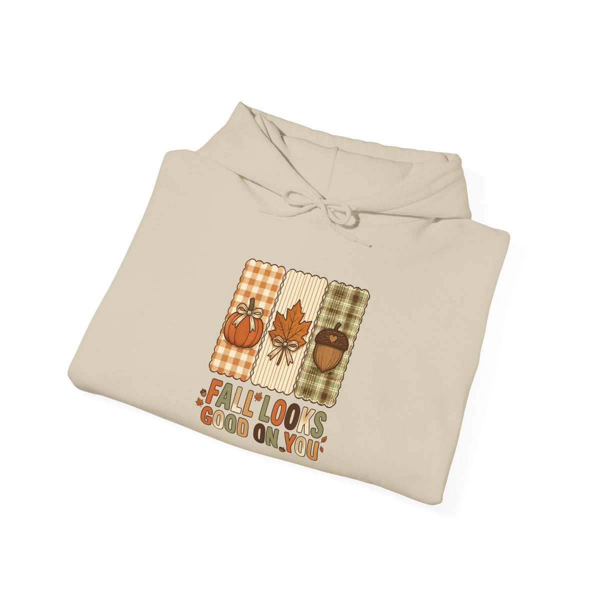Fall Looks Good on You Hoodie | Cozy Autumn Pumpkin Thanksgiving Harvest Sweatshirt | Retro Plaid Fall Hoodie | Cute Fall Gift | Choose Your Color