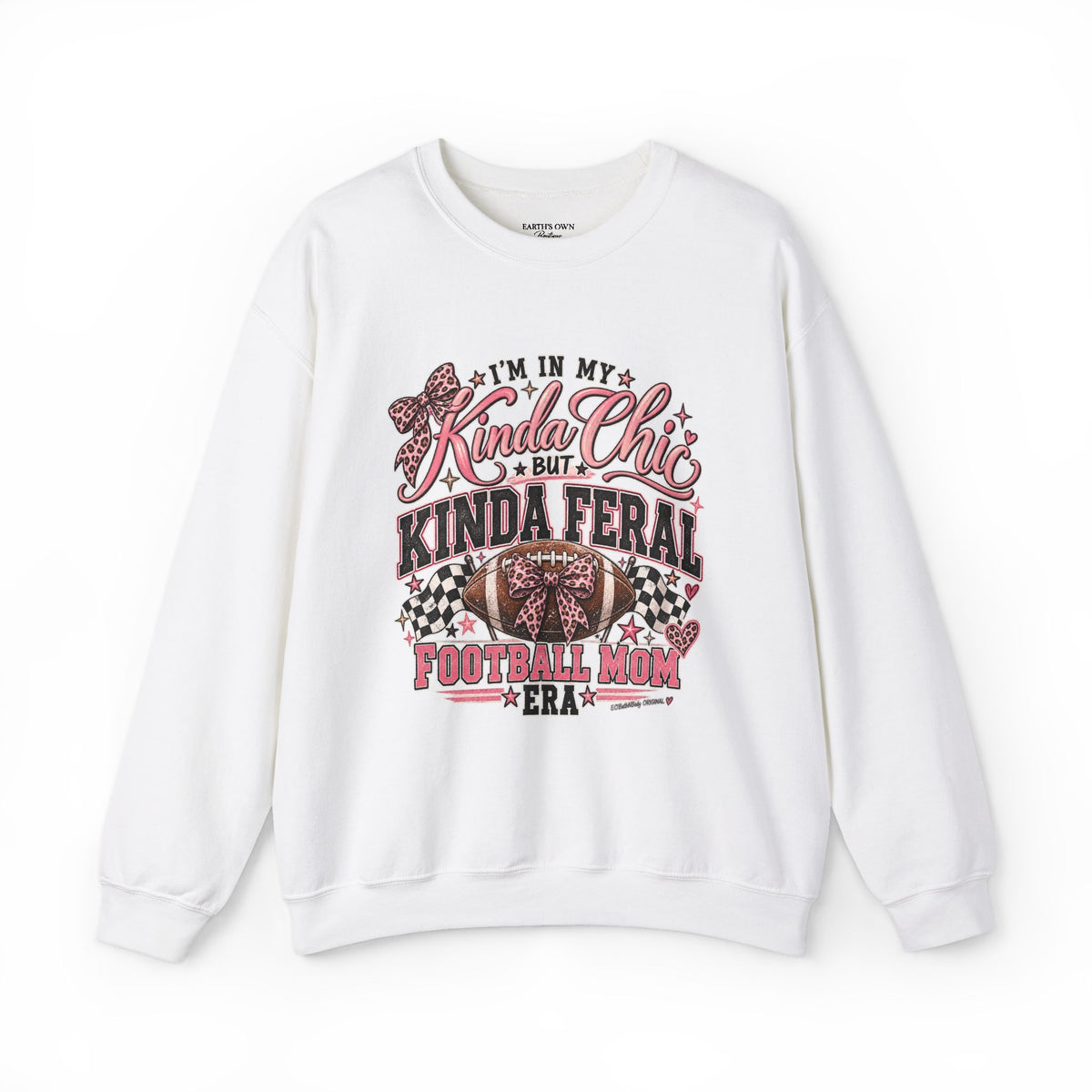 Kinda Chic Kinda Feral Football Mom Crewneck Sweatshirt | Leopard Football Design