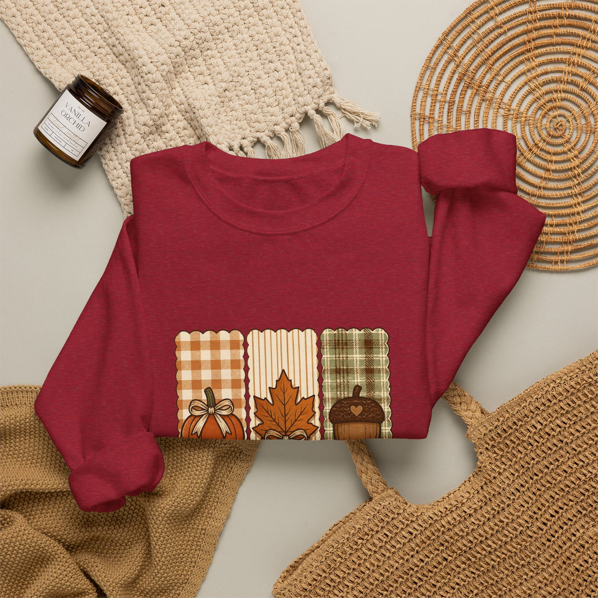 Fall Looks Good On You Sweatshirt | Thanksgiving, Pumpkin, Leaf, Acorn Plaid