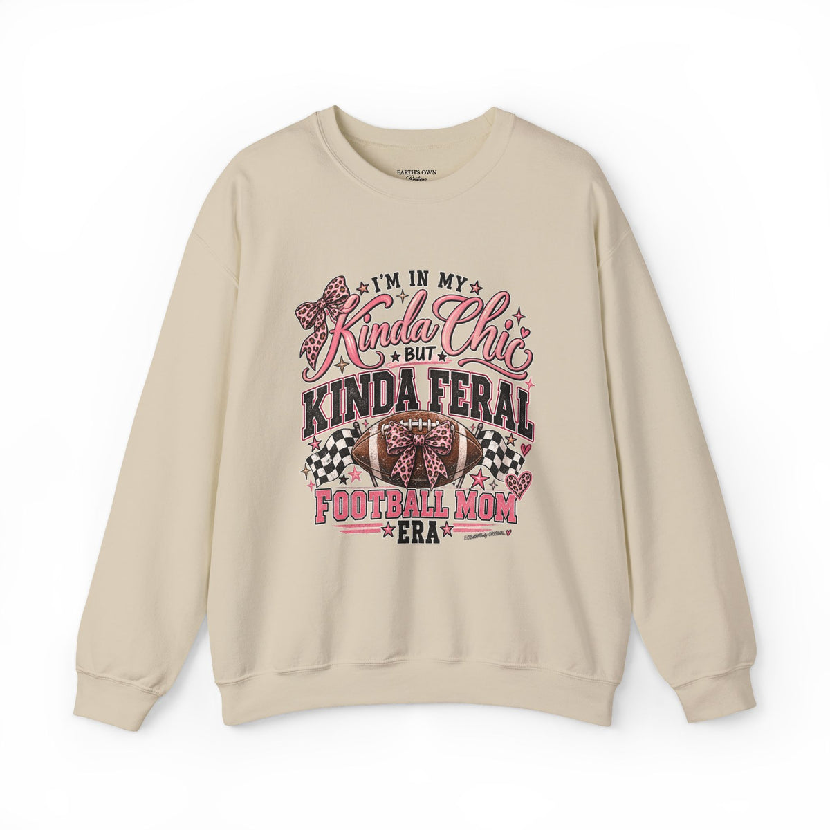 Kinda Chic Kinda Feral Football Mom Crewneck Sweatshirt | Leopard Football Design