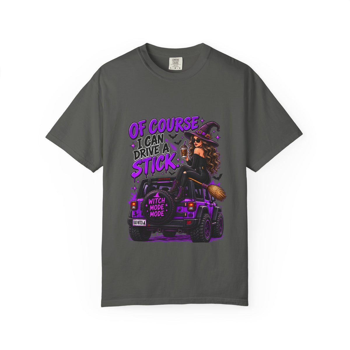 Witch Driving 4x4 Stick T-Shirt | Of Course I Can Drive A Stick Halloween Tee | Comfort Colors