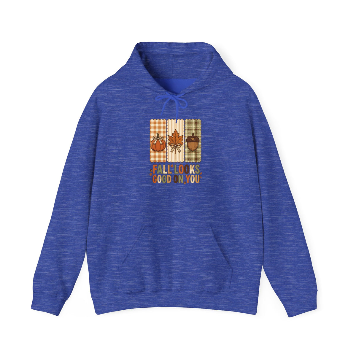 Fall Looks Good on You Hoodie | Cozy Autumn Pumpkin Thanksgiving Harvest Sweatshirt | Retro Plaid Fall Hoodie | Cute Fall Gift | Choose Your Color