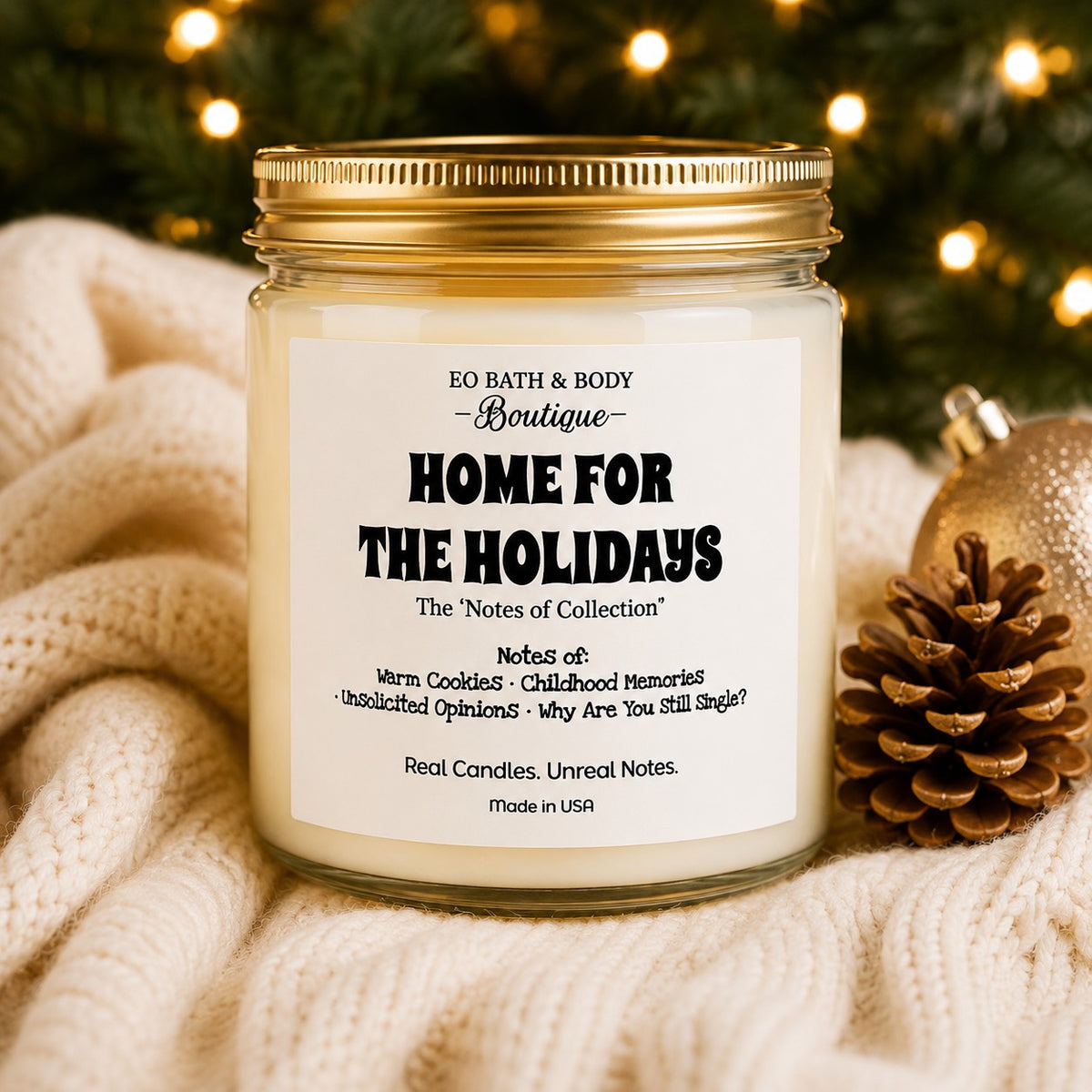 Home for the Holidays Funny Christmas Candle | Family Holiday Humor Gift | Funny Christmas Gift | The “Notes Of” Collection