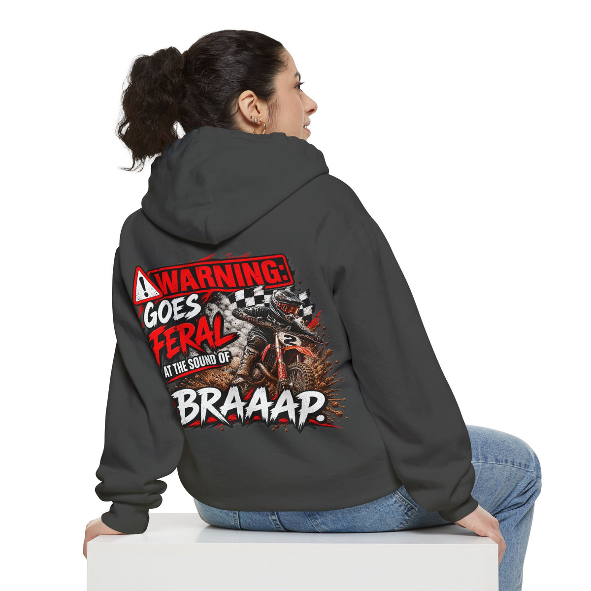 Warning Goes Feral at the Sound of BRAAAP Motocross Hoodie | Dirt Bike Hoodie | Trackside Legends