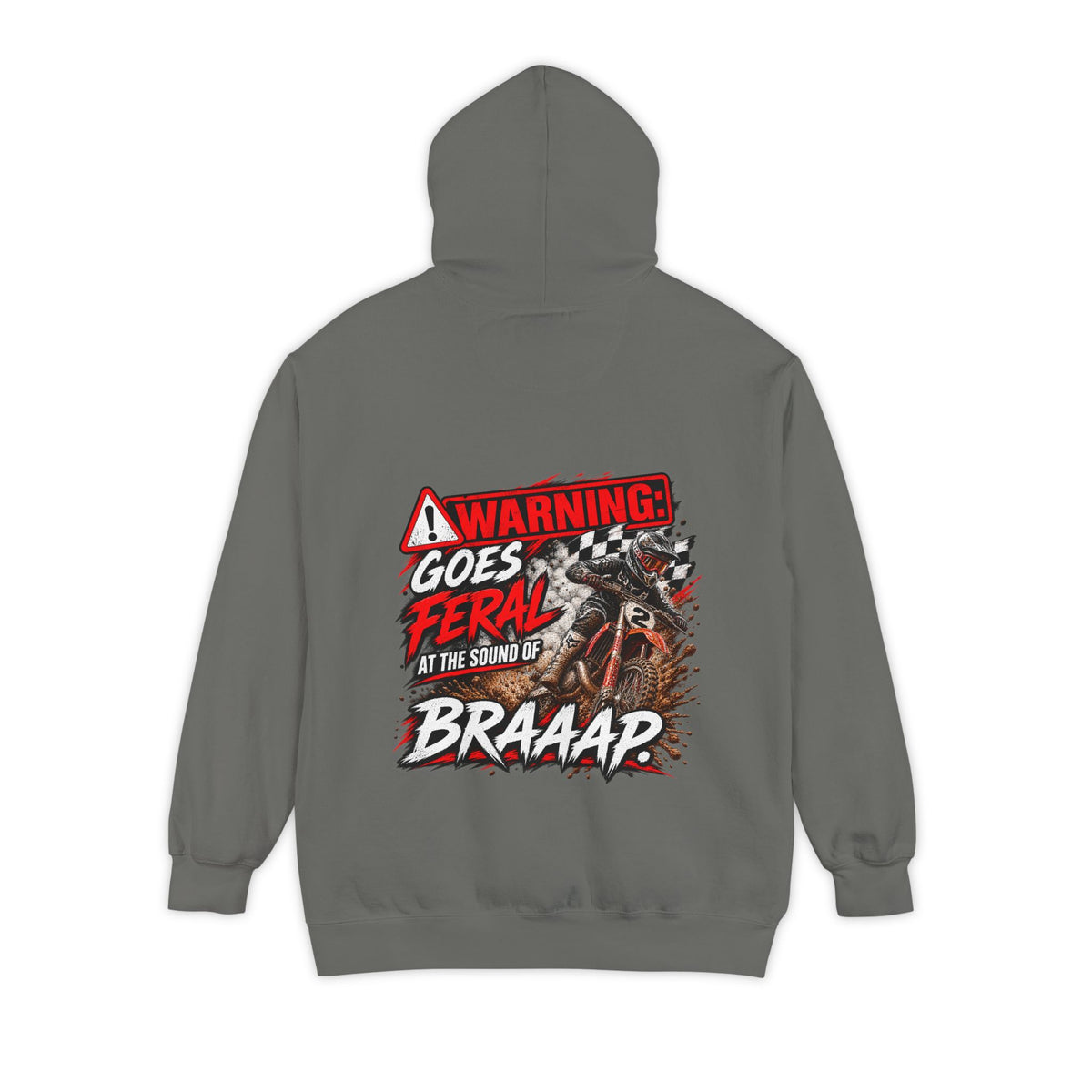 Warning Goes Feral at the Sound of BRAAAP Motocross Hoodie | Dirt Bike Hoodie | Trackside Legends