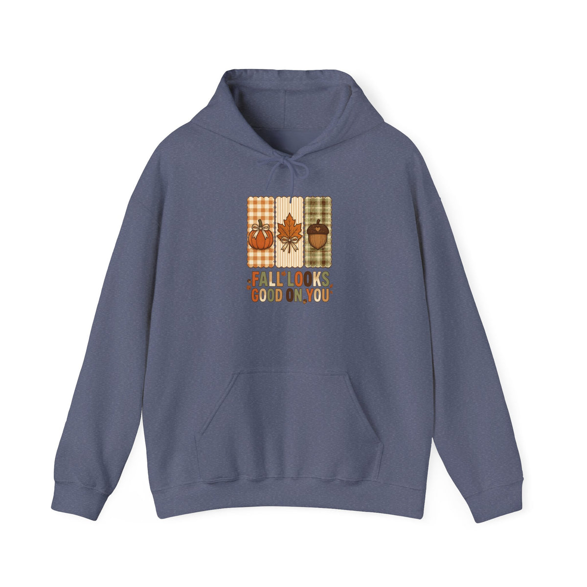 Fall Looks Good on You Hoodie | Cozy Autumn Pumpkin Thanksgiving Harvest Sweatshirt | Retro Plaid Fall Hoodie | Cute Fall Gift | Choose Your Color