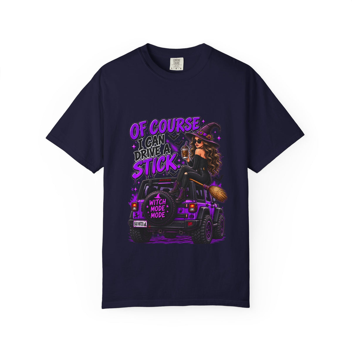 Witch Driving 4x4 Stick T-Shirt | Of Course I Can Drive A Stick Halloween Tee | Comfort Colors