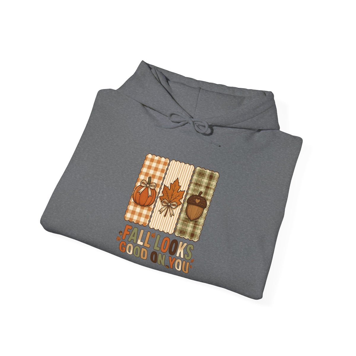 Fall Looks Good on You Hoodie | Cozy Autumn Pumpkin Thanksgiving Harvest Sweatshirt | Retro Plaid Fall Hoodie | Cute Fall Gift | Choose Your Color