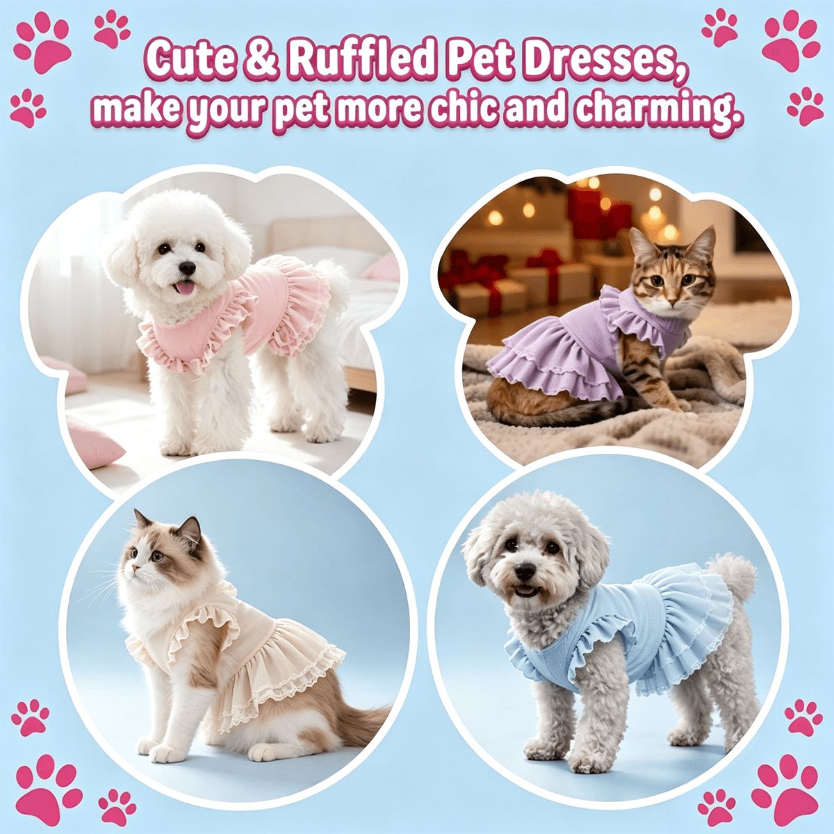Kinda Chic Puppy Era Ruffle Dog Dress | Boutique Pet Dress