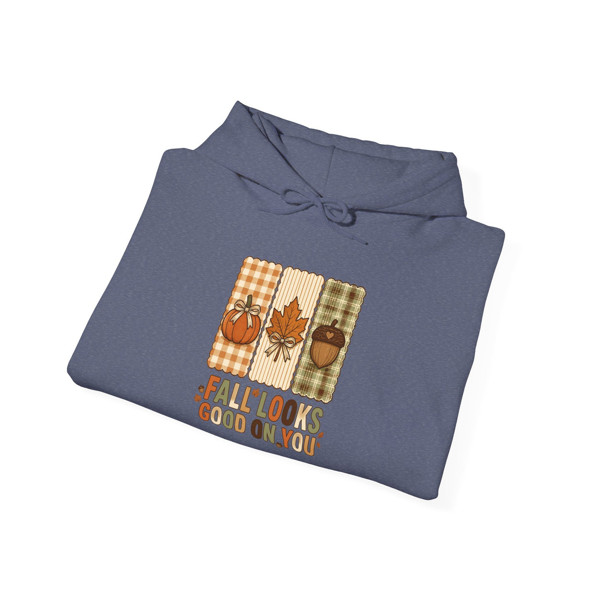 Fall Looks Good on You Hoodie | Cozy Autumn Pumpkin Thanksgiving Harvest Sweatshirt | Retro Plaid Fall Hoodie | Cute Fall Gift | Choose Your Color