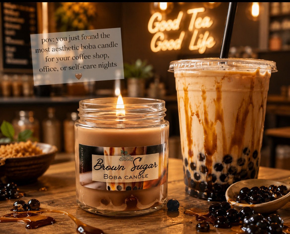 Brown Sugar Boba Bar Candle | Luxury Bubble Tea Candle | 4 oz Glass Jar