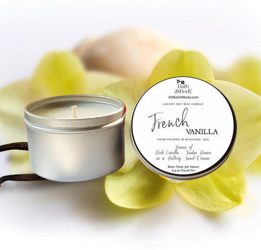 French Vanilla Luxury Soy Candle | Hand Poured | Zero Waste & Reusable | Minimalistic | Gift for Friend | 6 oz - Earth's Own Bath & Body