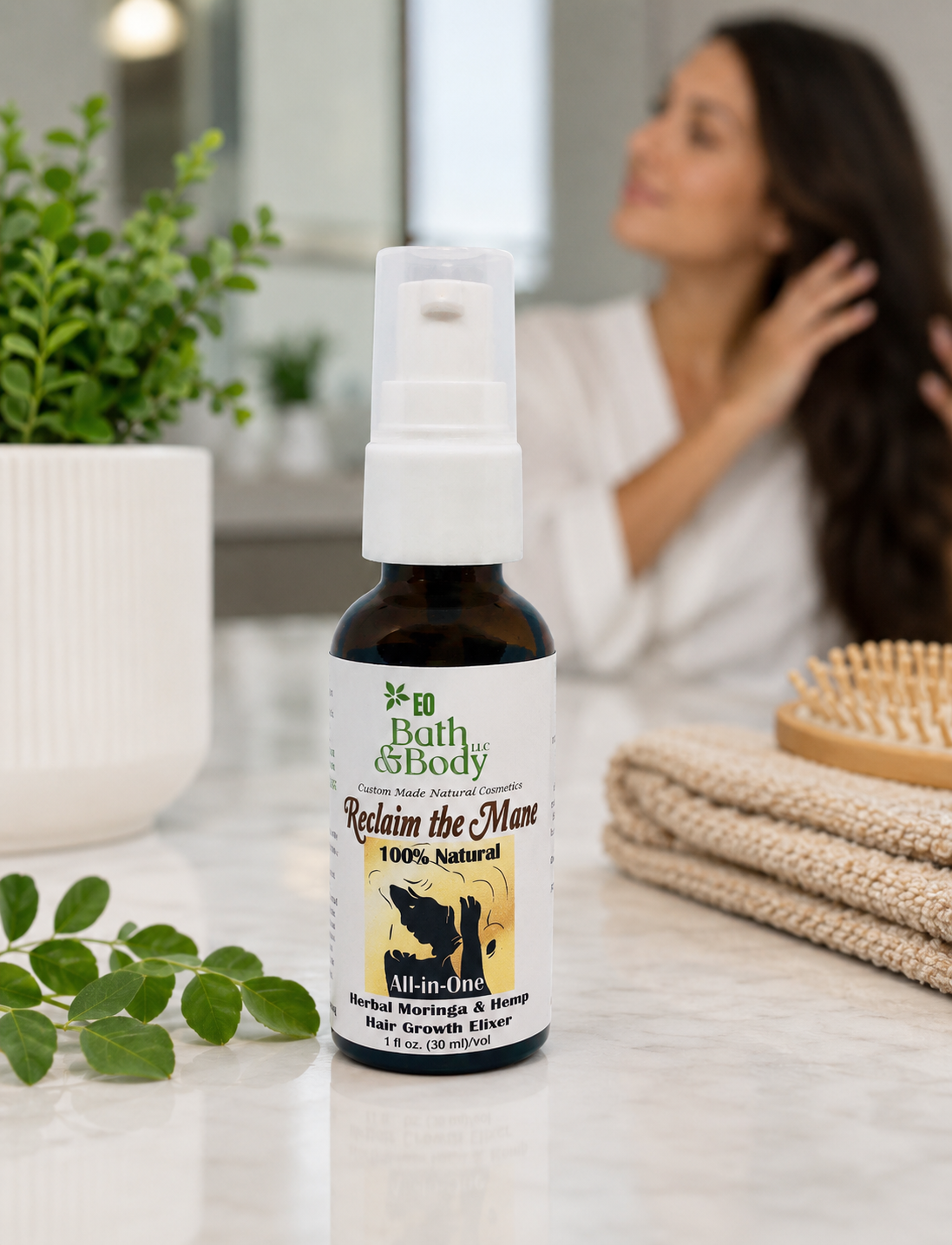Reclaim the Mane™ Natural Hair Growth Oil | Organic Moringa Hair & Scalp Treatment | Herbal Hair Serum | Multiple Uses | Vegan | 1 fl oz