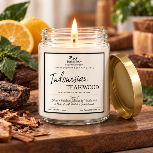 Indonesian Teakwood Luxury Coconut + Soy Wax Candle