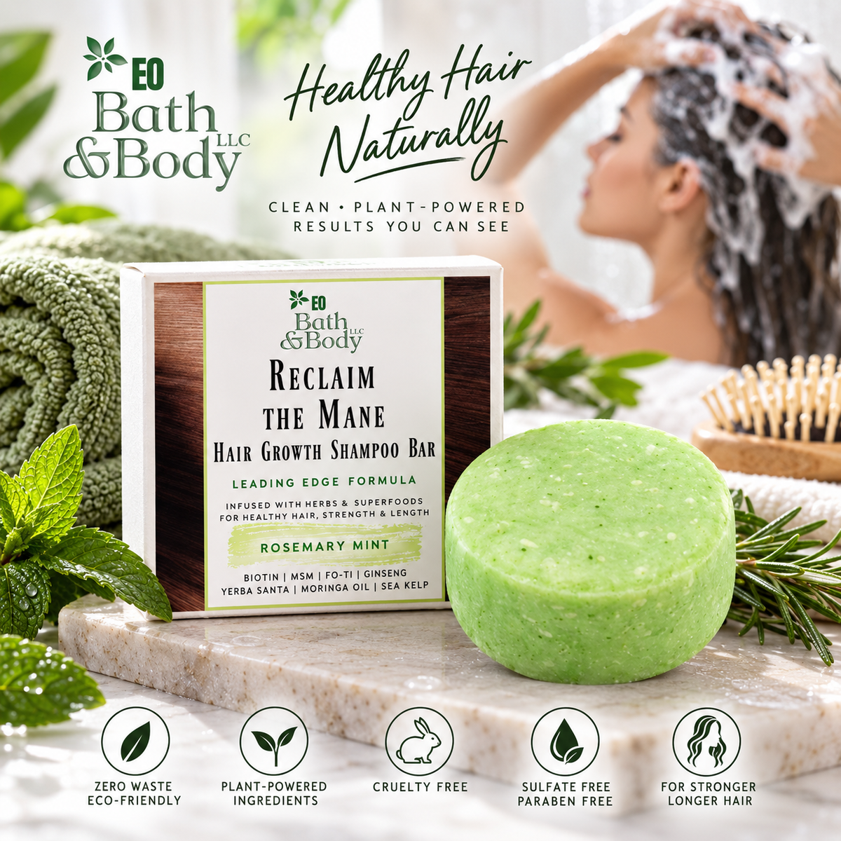 Reclaim the Mane Hair Growth Shampoo Bar – Rosemary Mint