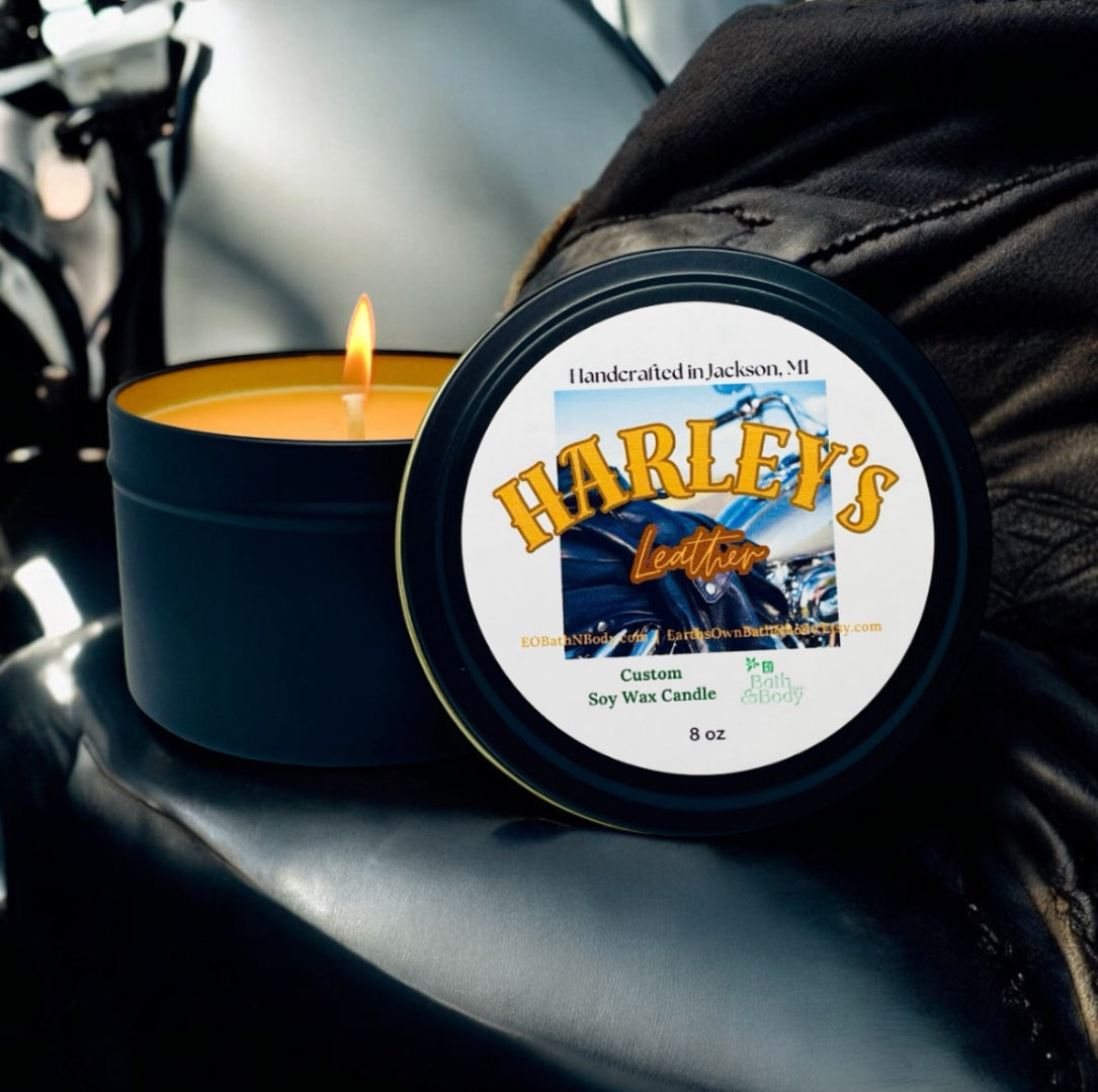 Harleys Leather Motorcycle Inspired Nostalgic Candle