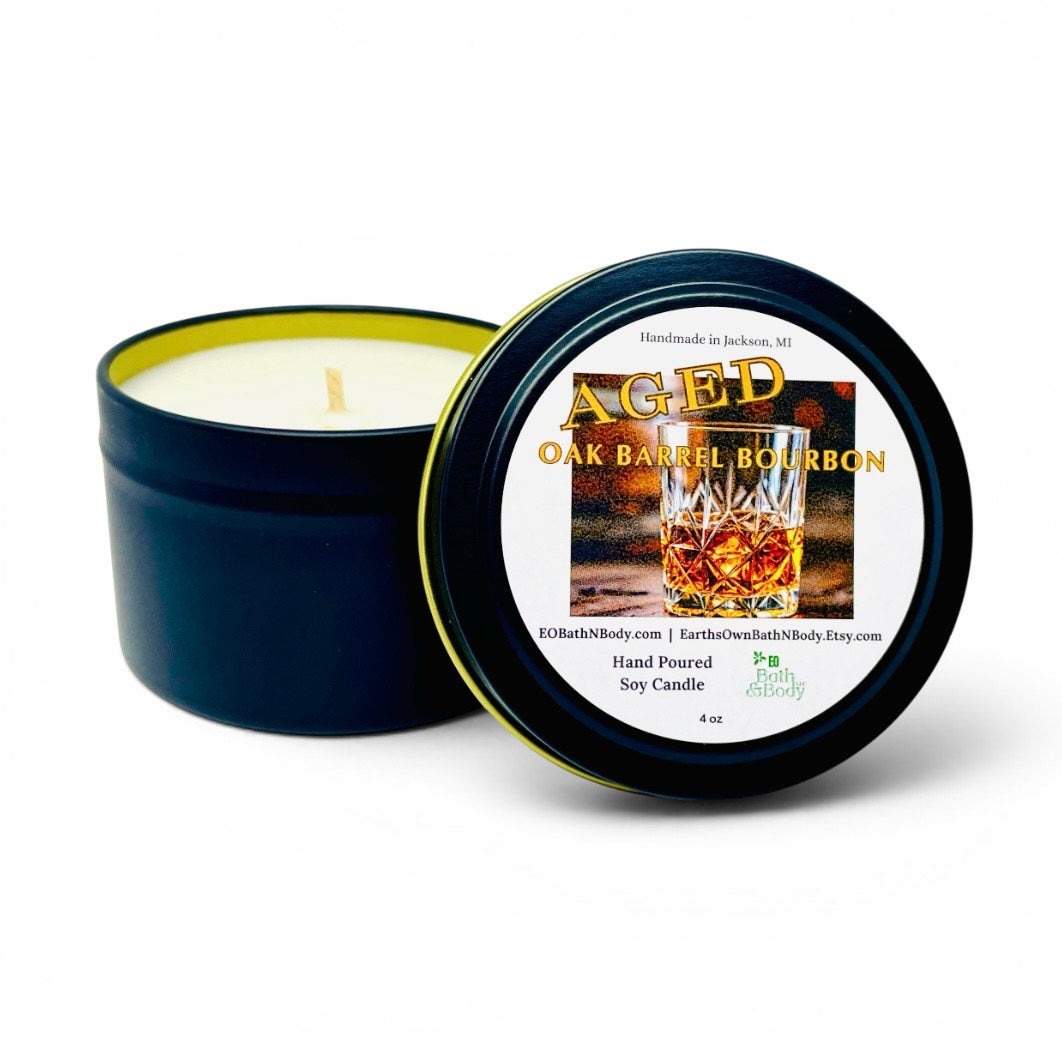 Aged Oak Barrel Bourbon Candle | Bourbon Inspired Scent | Choose Size