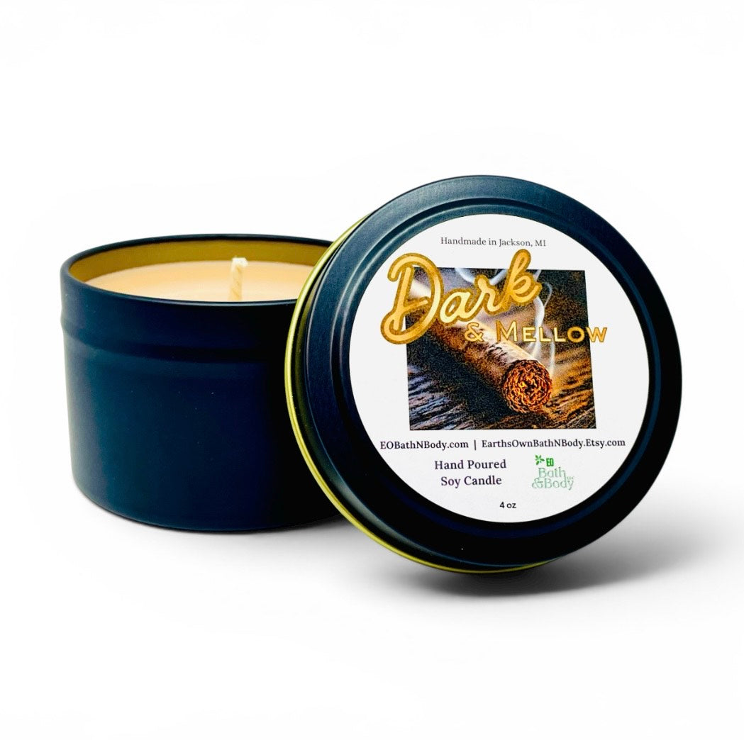 Dark & Mellow Candle | Vanilla Tobacco Inspired Scent