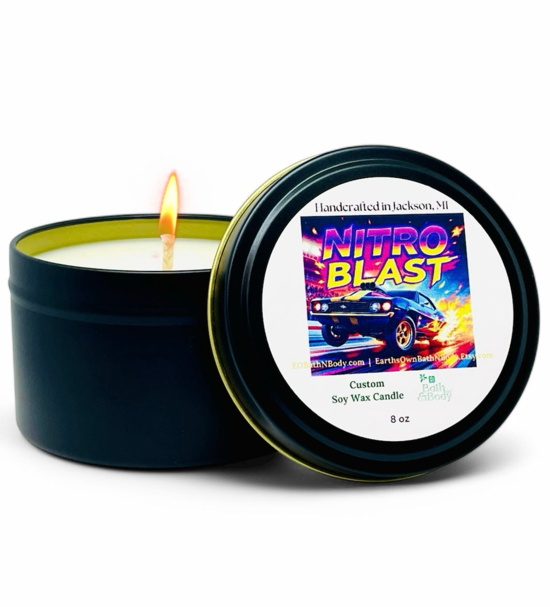 Trackside Duo - Drag Strip + NITRO Blast Racing Fuel Candle Set | Ultimate Gearhead Gift