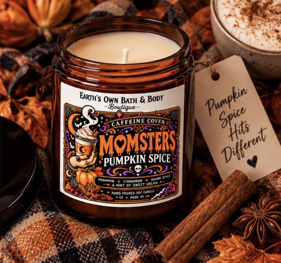 Momster's Pumpkin Spice - Caffeine Coven Halloween Candle | 9 oz