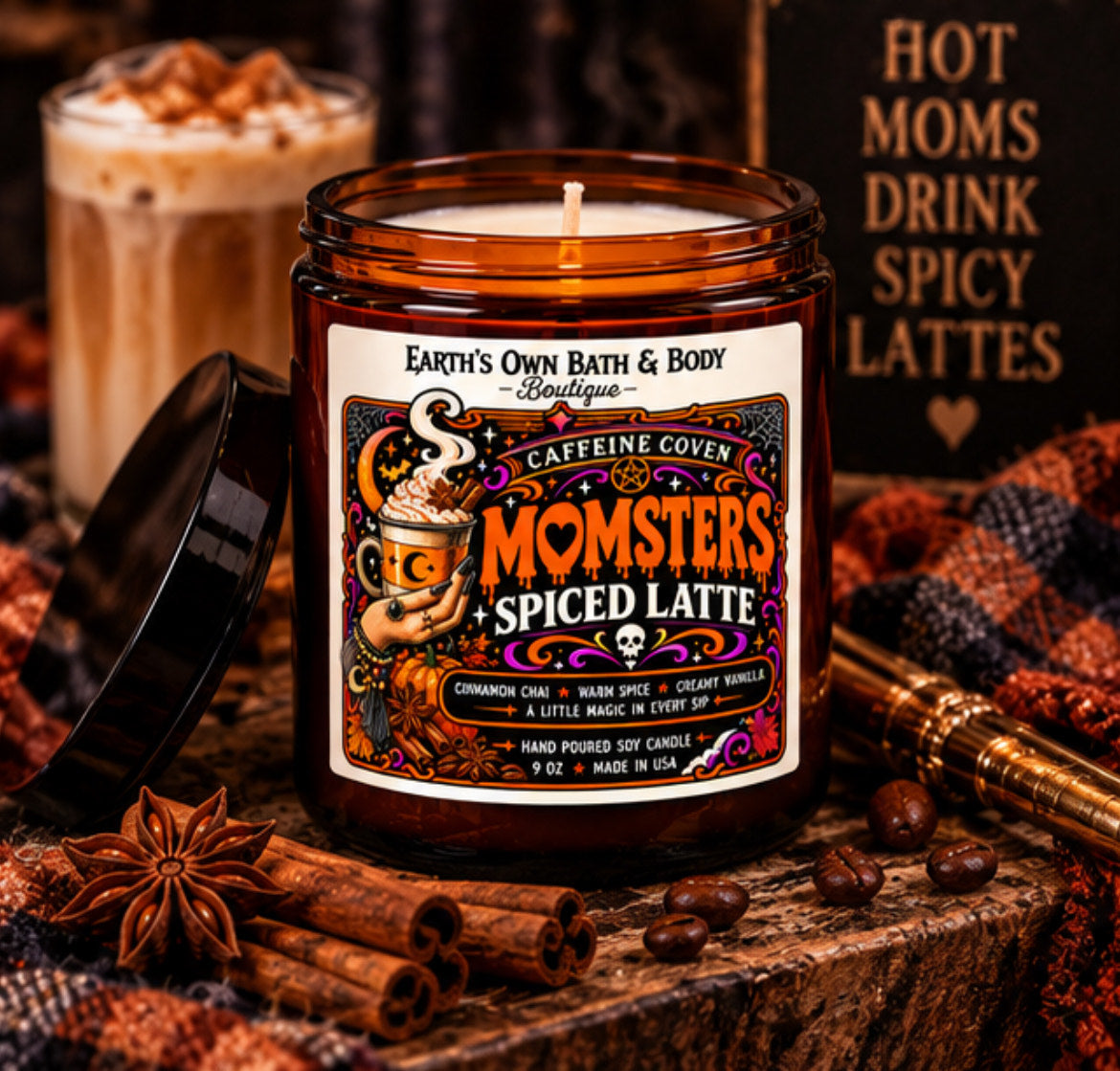 Momster's Spiced Latte Candle - Cinnamon Chai Halloween Candle | 9 oz