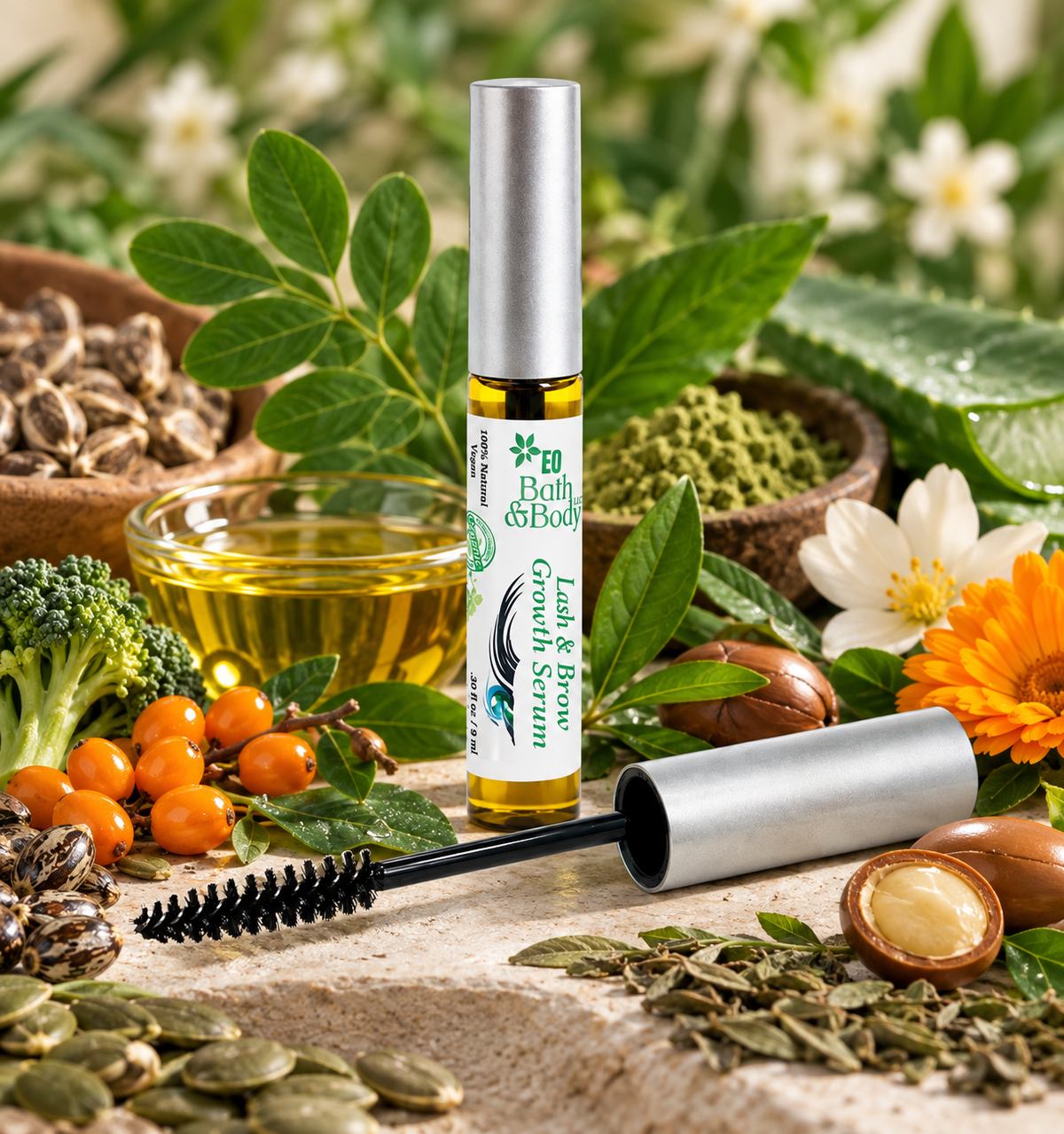 Natural Lash & Brow Serum | Moringa Botanical Eyelash Conditioning Oil
