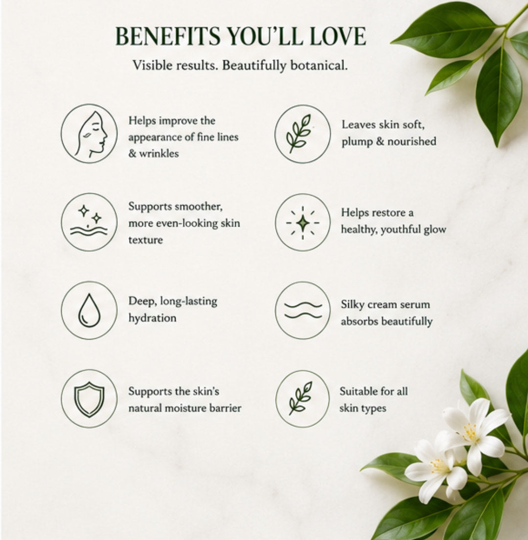 2.5% Retinol + Bakuchiol Hyaluronic Acid Cream Serum | Ceramide Complex, Organic Moringa & Meadowfoam Seed Oil | Luxurious Botanical Skincare