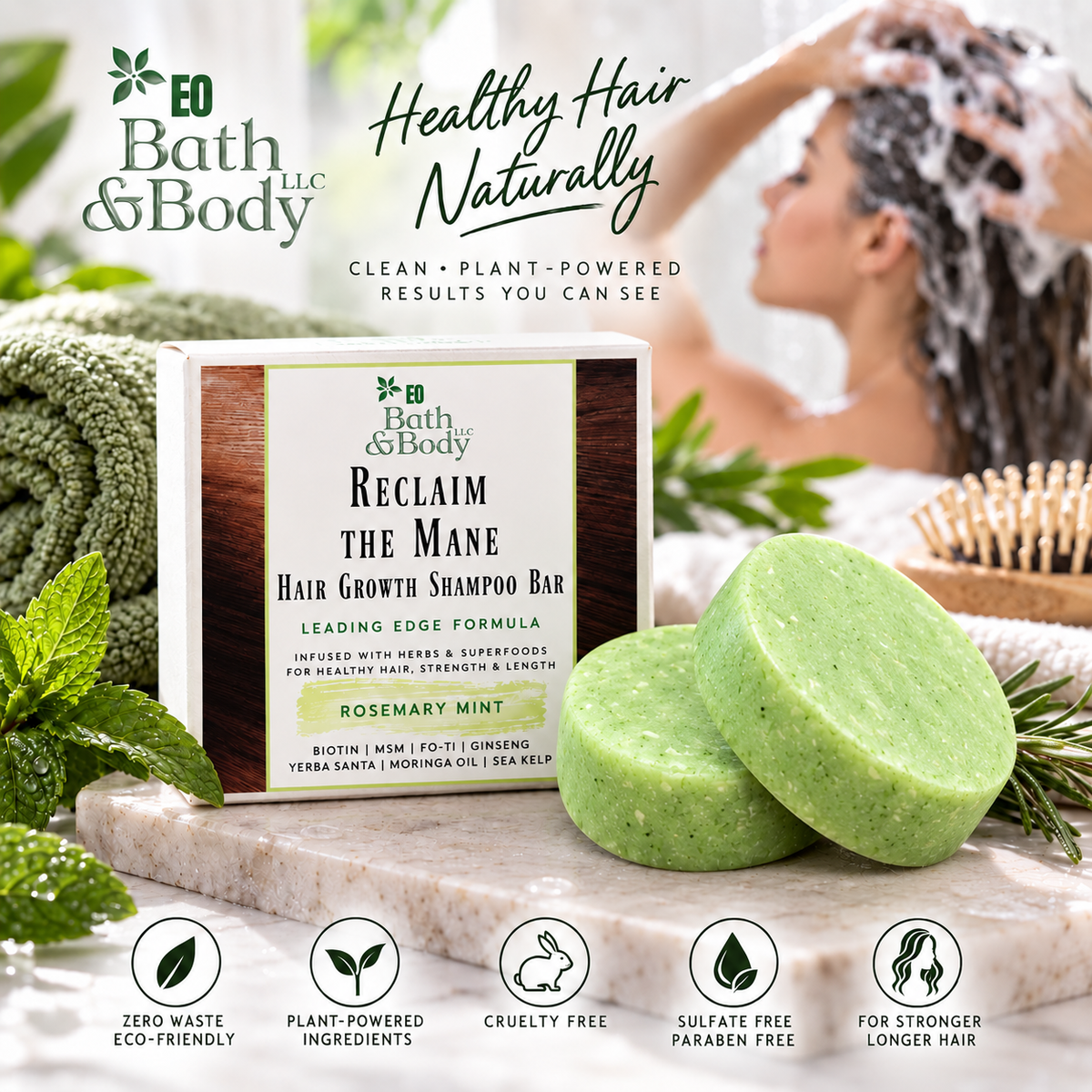 Reclaim the Mane Hair Growth Shampoo Bar – Rosemary Mint