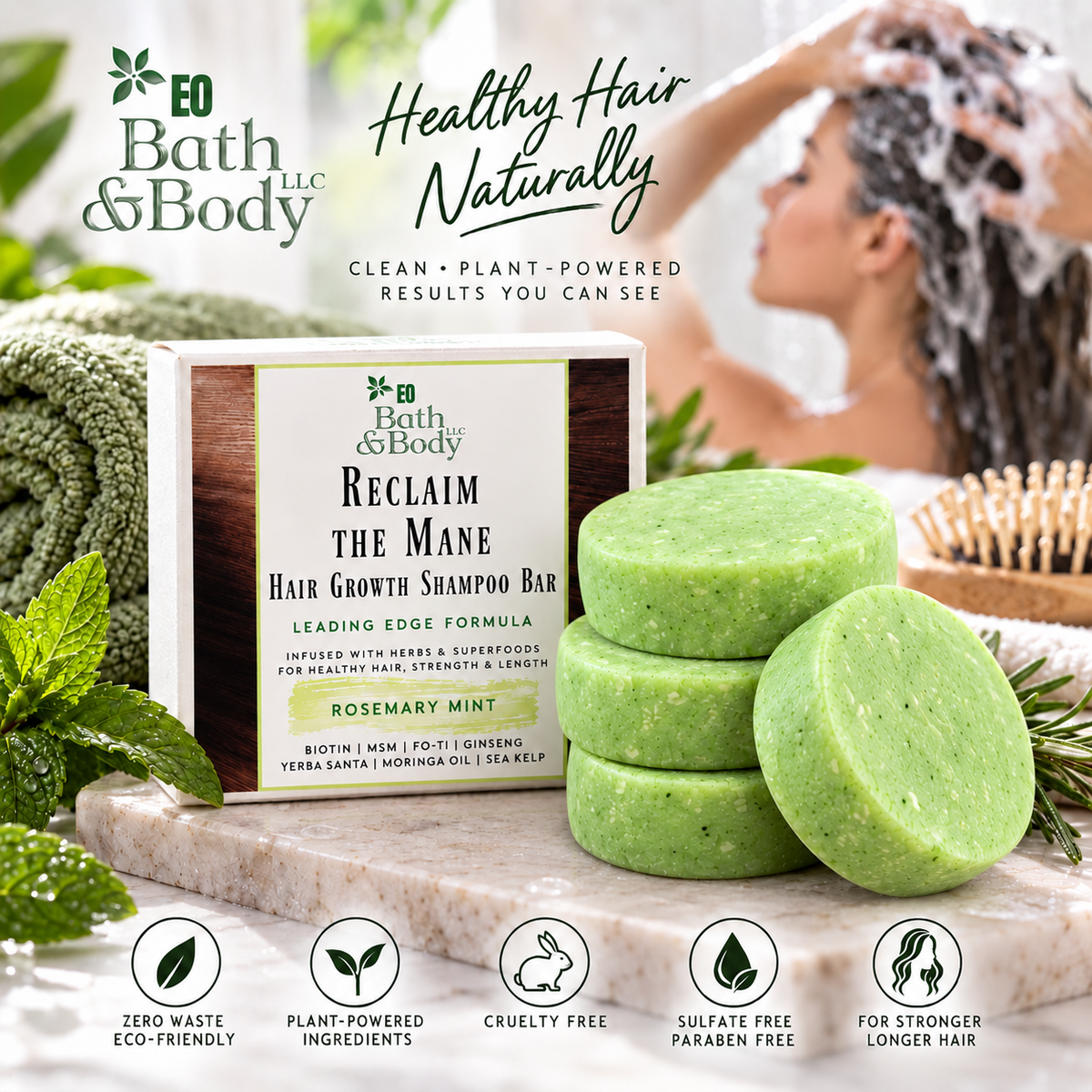 Reclaim the Mane Hair Growth Shampoo Bar – Rosemary Mint
