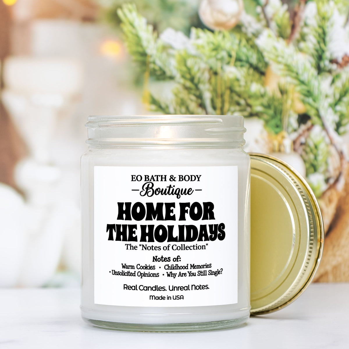 Home for the Holidays Funny Christmas Candle | Family Holiday Humor Gift | Funny Christmas Gift | The “Notes Of” Collection