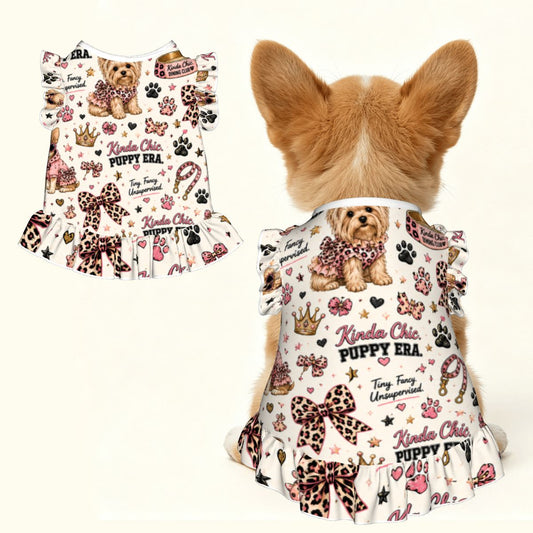 Kinda Chic Puppy Era Ruffle Dog Dress | Boutique Pet Dress