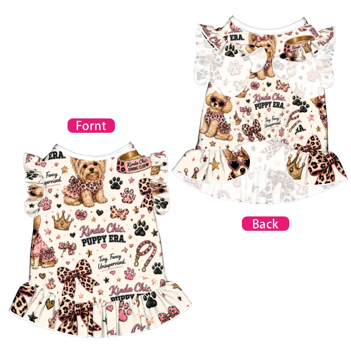 Kinda Chic Puppy Era Ruffle Dog Dress | Boutique Pet Dress
